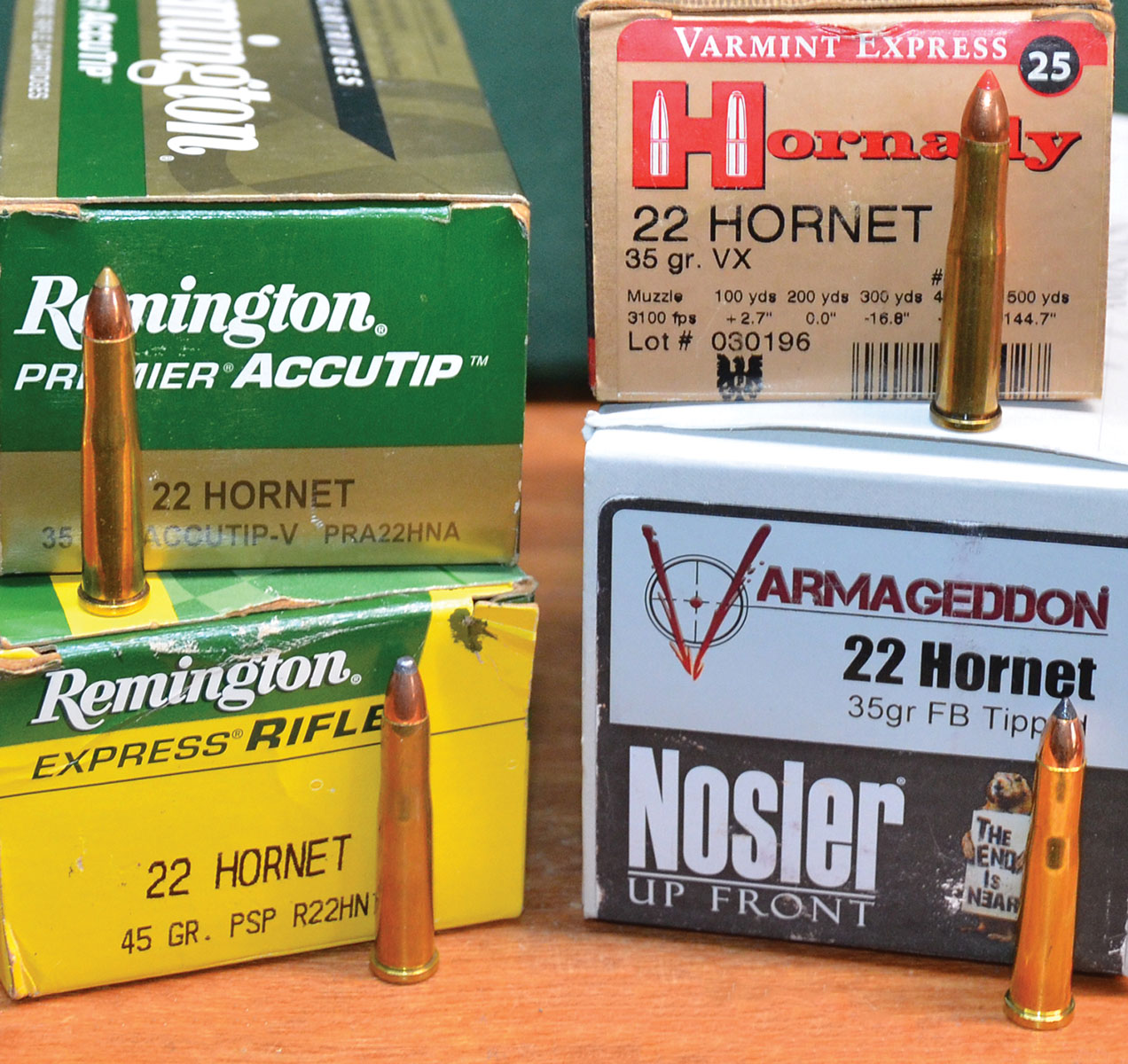 The overall cartridge length of most 22 Hornet factory ammunition does not exceed the SAAMI maximum of 1.723 inches, making them compatible with magazines of both old and new rifles. Bullets are short enough to be stabilized by the 1:16 twist of older rifles while still delivering equally good accuracy from those with a quicker 1:14 twist rate.